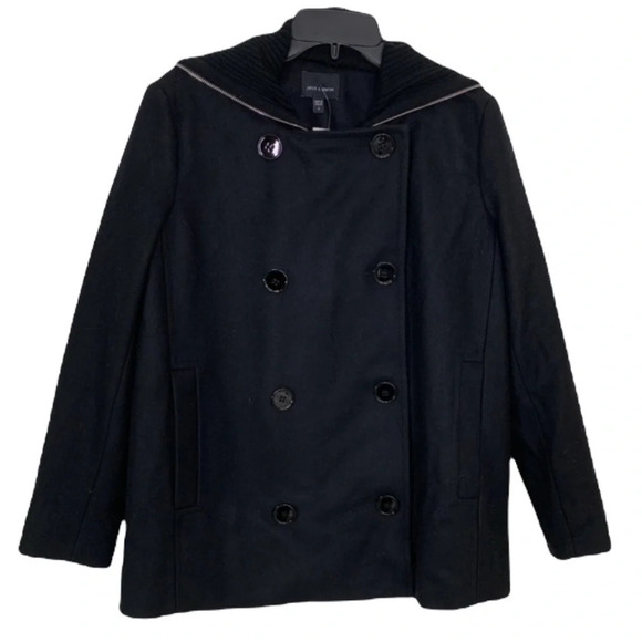 Judith and Charles Wool Blend Coat Black Double Breasted Peacoat Size 6 NWT - Picture 6 of 12